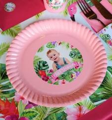 Partiavm Flamingo Aloha Doğum Günü Etiketli Karton Tabak 5 Adet