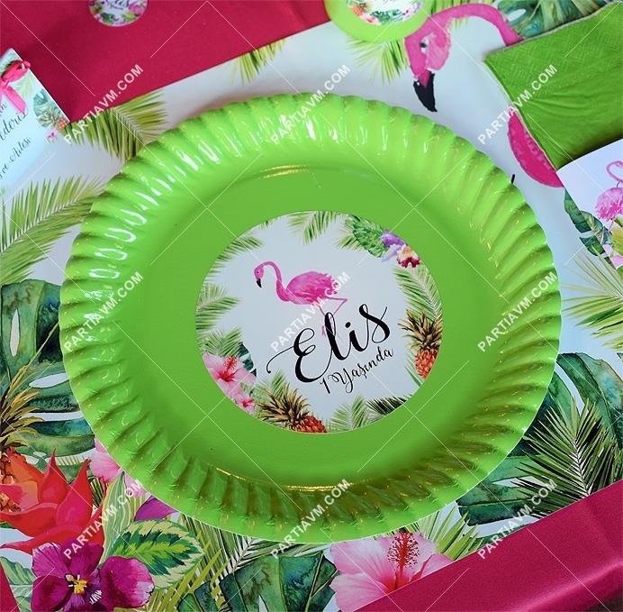 Flamingo Aloha Doğum Günü Etiketli Karton Tabak 5 Adet