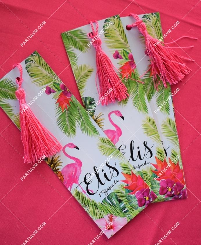 Flamingo Aloha Doğum Günü Hediyelik Püsküllü Kitap  Ayracı 5 Adet