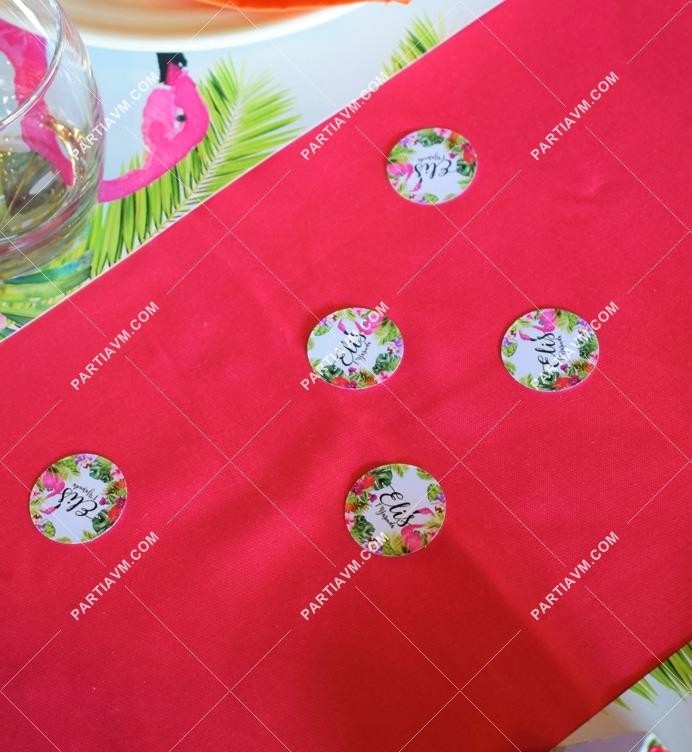 Flamingo Aloha Doğum Günü Masaüstü 3cm İsimli Karton Konfeti 50 Adetli Paket