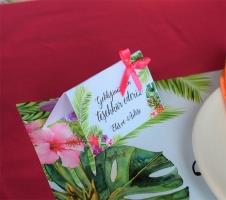 Partiavm Flamingo Aloha Doğum Günü Mini Teşekkür Kartı Kurdele Süslemeli 8 Adet