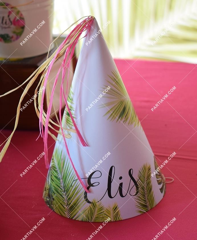 Flamingo Aloha Doğum Günü Parti Şapkası Süslemeli 5 Adet