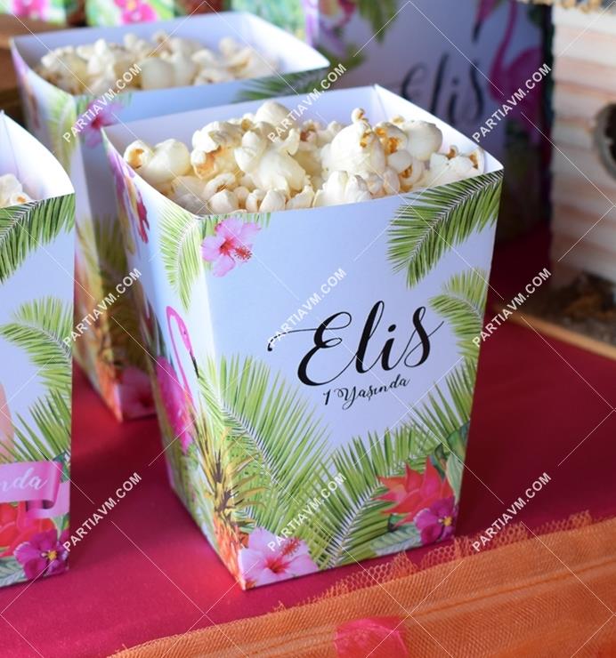 Flamingo Aloha Doğum Günü Popcorn Kutusu 5 Adet