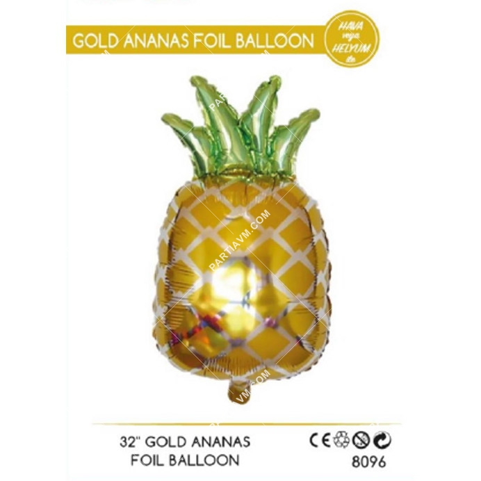 Folyo Balon Figür Ananas Gold 82cm