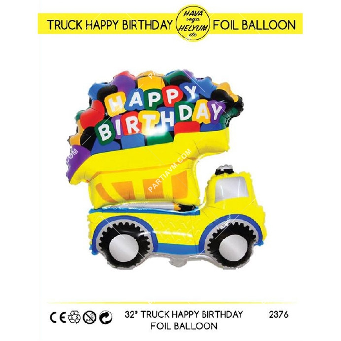 Folyo Balon İş Makinaları Kamyon Happy Birthday 81cm