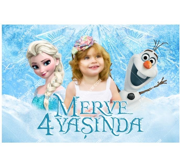 Frozen Elsa Doğum Günü 150x100 cm Dev Yırtılmaz Branda Afiş