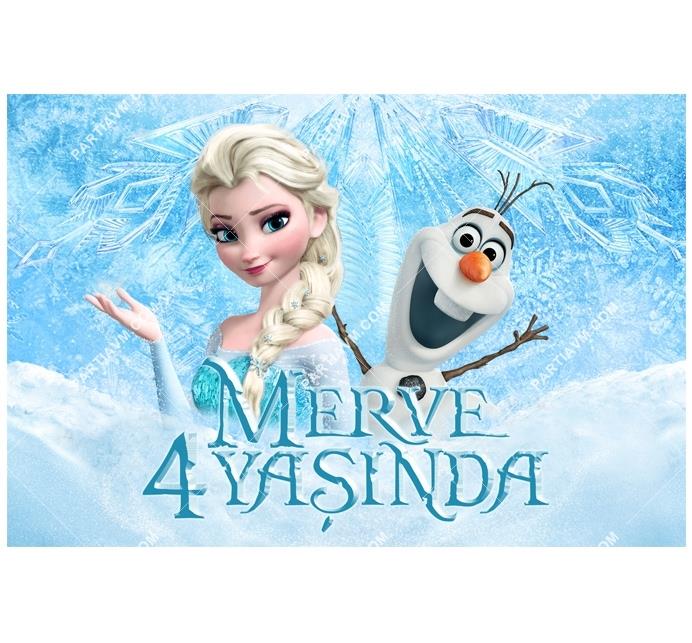 Frozen Elsa Doğum Günü 150x100 cm Dev Yırtılmaz Branda Afiş