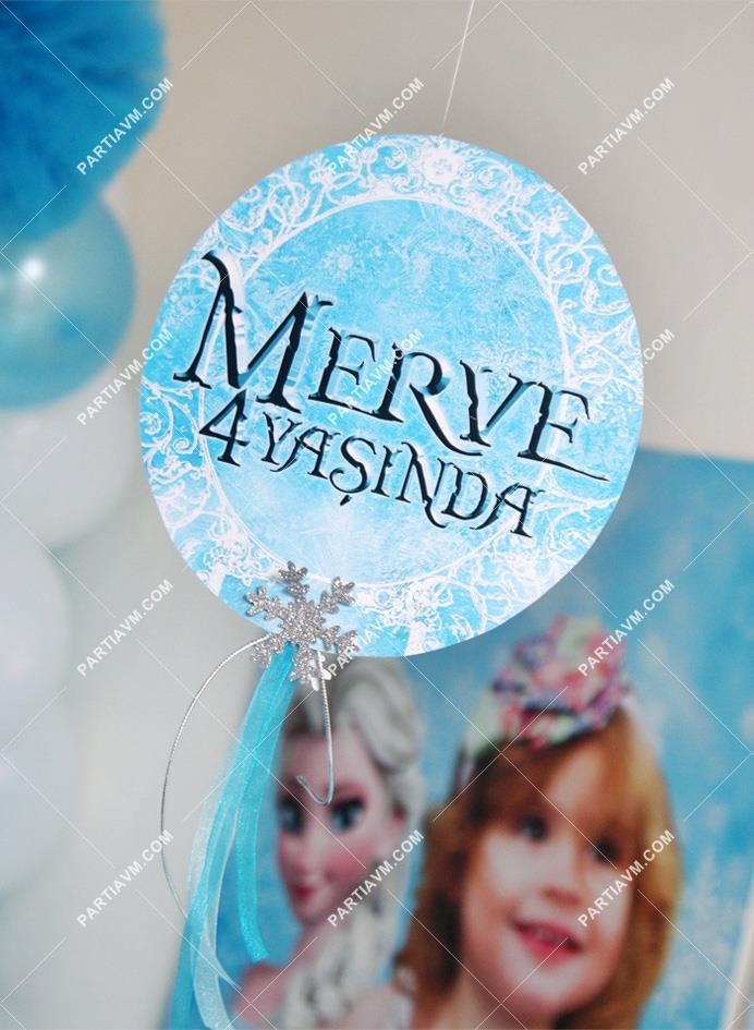 Frozen Elsa Doğum Günü Süsleri 20 cm Önlü Arkalı Baskı Kalın Karton Misinalı Asma Süs