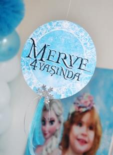 Partiavm Frozen Elsa Doğum Günü Süsleri 20 cm Önlü Arkalı Baskı Kalın Karton Misinalı Asma Süs