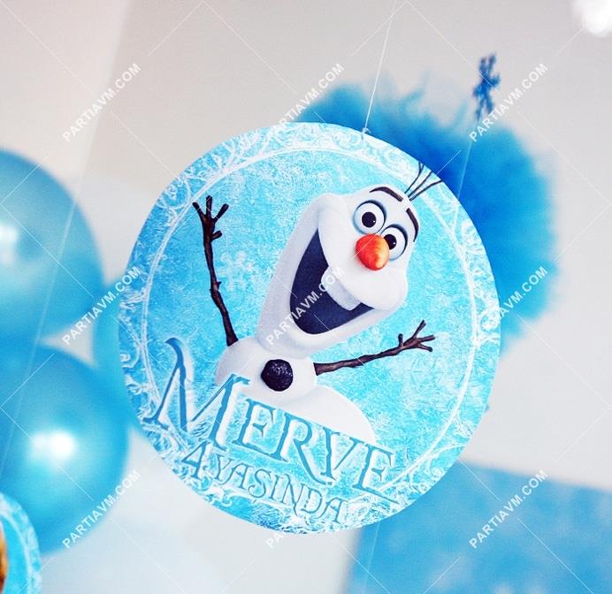 Frozen Elsa Doğum Günü Süsleri 20 cm Önlü Arkalı Baskı Kalın Karton Misinalı Asma Süs