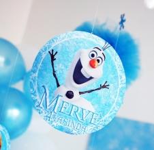 Partiavm Frozen Elsa Doğum Günü Süsleri 20 cm Önlü Arkalı Baskı Kalın Karton Misinalı Asma Süs