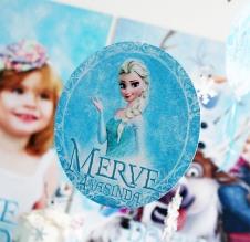Partiavm Frozen Elsa Doğum Günü Süsleri 20 cm Önlü Arkalı Baskı Kalın Karton Misinalı Asma Süs