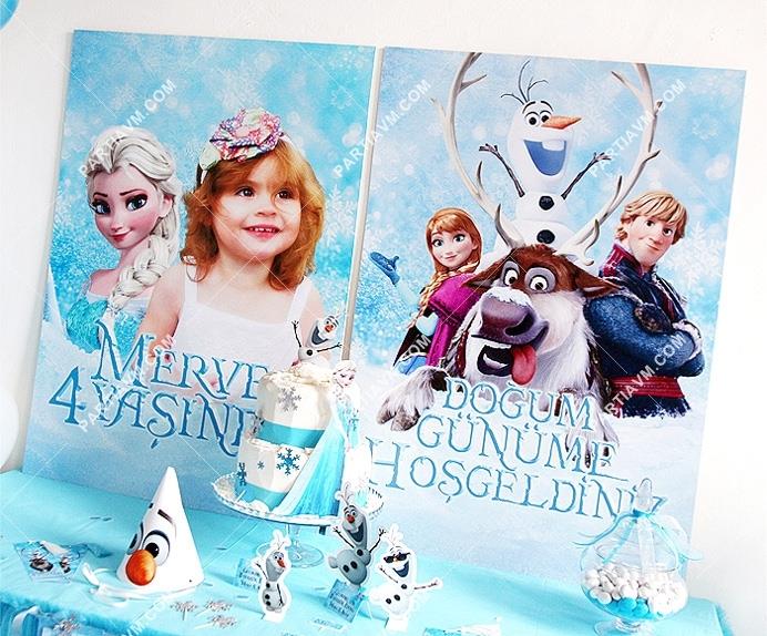 Frozen Elsa Doğum Günü Süsleri 70x100 cm Katlanmaz Pano Afiş 2 Adet  Fotoğraflı Ekonomik Fiyat