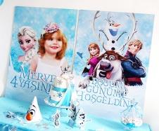 Partiavm Frozen Elsa Doğum Günü Süsleri 70x100 cm Katlanmaz Pano Afiş 2 Adet  Fotoğraflı Ekonomik Fiyat