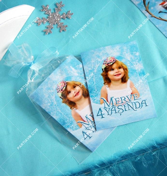 Frozen Elsa Doğum Günü Süsleri Hediyelik Magnet Kurdeleli Poşetinde 7X10 cm  