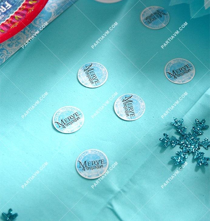 Frozen Elsa Doğum Günü Süsleri Karton Masaüstü Konfeti İsimli 3 cm Pakette 50 Adet