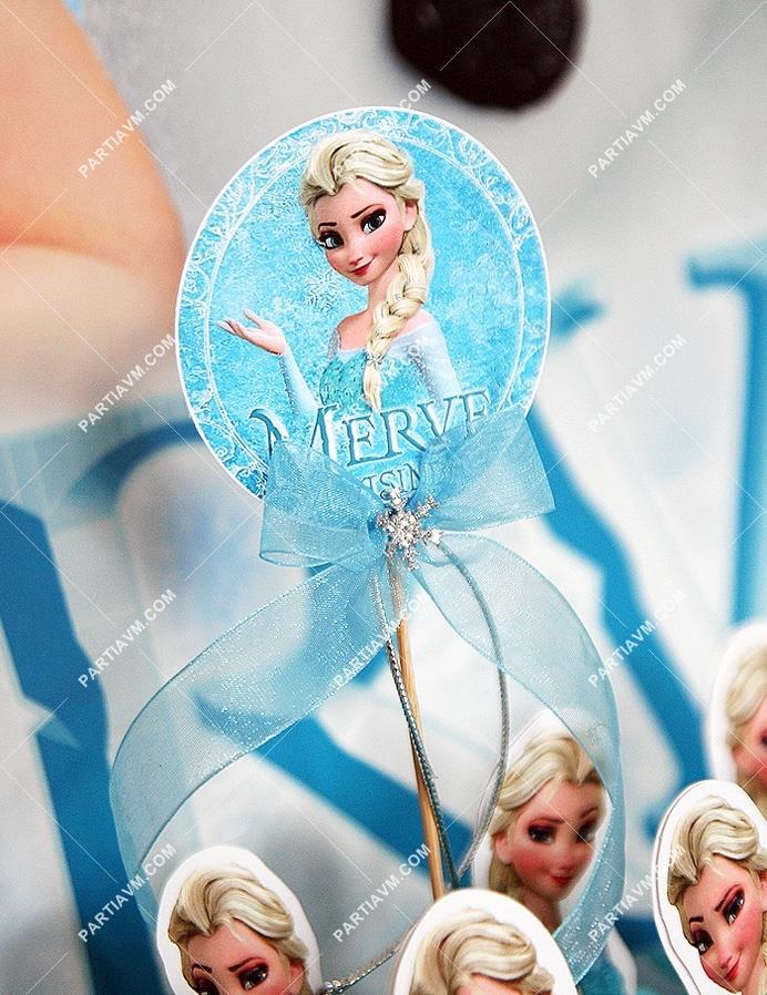Frozen Elsa Doğum Günü Süsleri Kürdan Süs Seti Büyük Boy 10 lu Paket