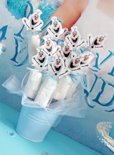Partiavm Frozen Elsa Doğum Günü Süsleri Marshmallow  Kovada 10 Adet Süslemeli Kurdeleli Çubuklu İkramlık 