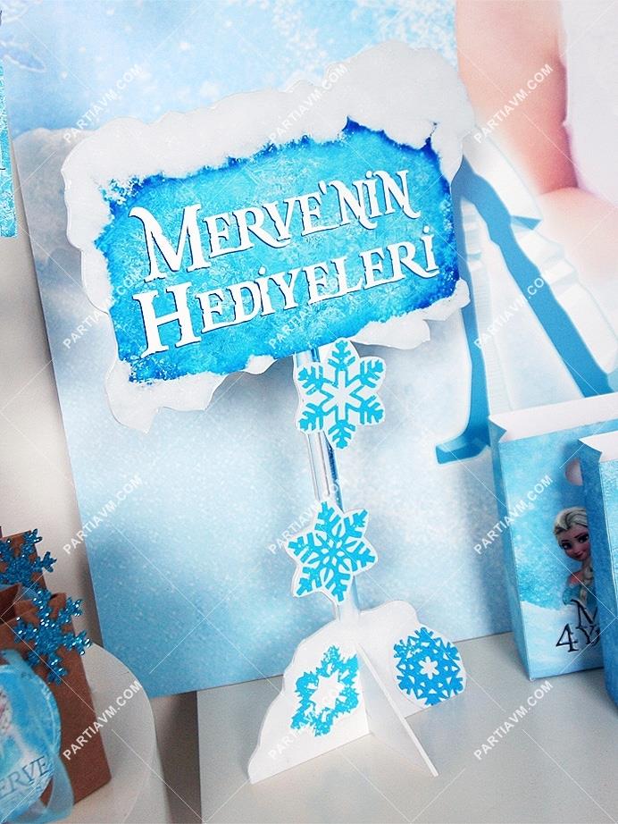 Frozen Elsa Doğum Günü Süsleri Masaüstü Dekor Ayaklı Mesaj Panosu Tek Yüz 40 cm Yükseklik
