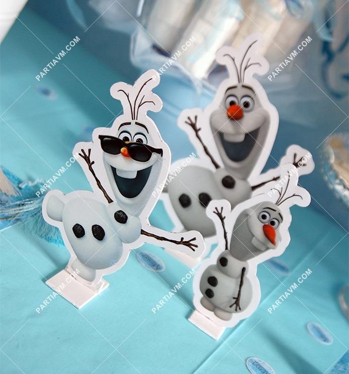 Frozen Elsa Doğum Günü Süsleri Masaüstü Karton Dekor Kardan Adamlar Tek Taraflı Baskı Küçük Boy 3 Adet Takım