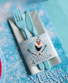 Partiavm Frozen Elsa Doğum Günü Süsleri Peçete Bandı ve Peçete 5 Adet