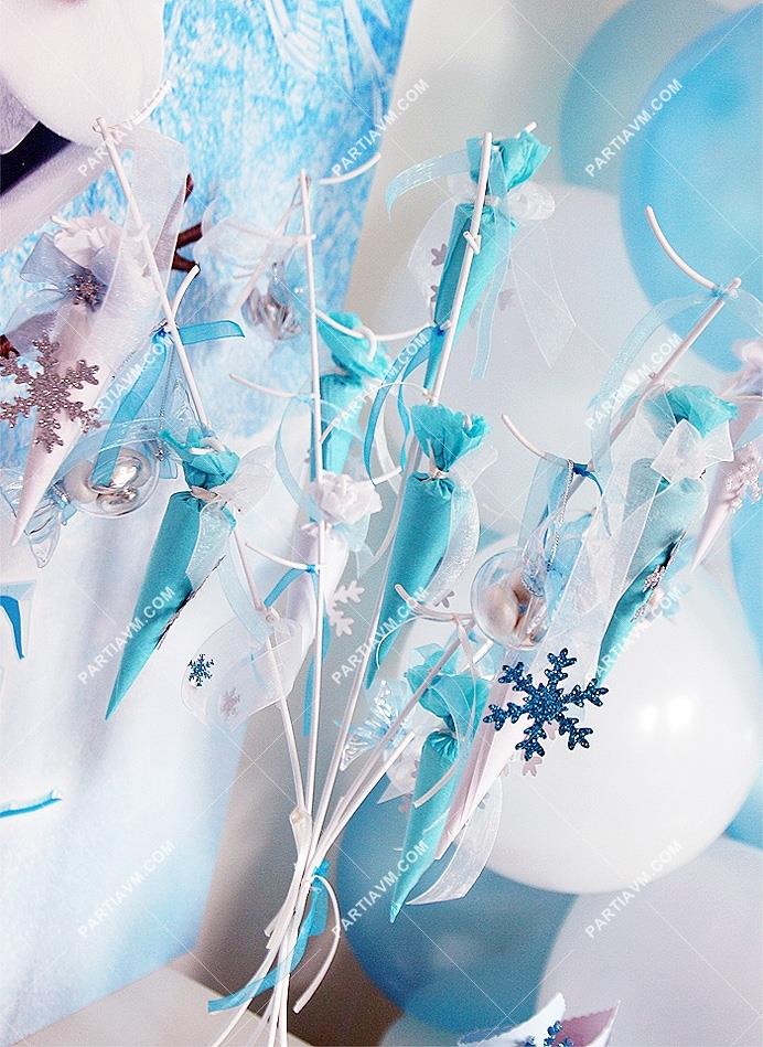 Frozen Elsa Doğum Günü Süsleri Süslenmiş Çikolata Ağacı Şemsiye Çikolatalar Komple Set
