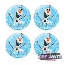 Partiavm Frozen Elsa Doğum Günü Süsleri Yuvarlak Etiket 7,5cm 10 Adet