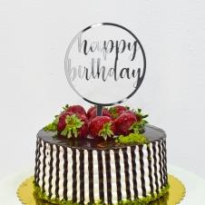 Partiavm Happy Birthday Tasarım Pasta Süsü Gümüş Aynalı Pleksi Büyük Boy 12cm satın al