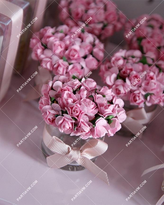 Hediyelik Çiçek Kapaklı Mini Kavanozda Badem Şekerleri