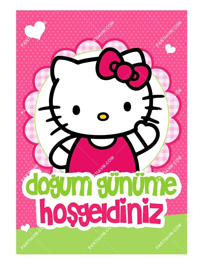 Hello Kitty Doğum Günü 70x100 cm Yırtılmaz Branda Afiş