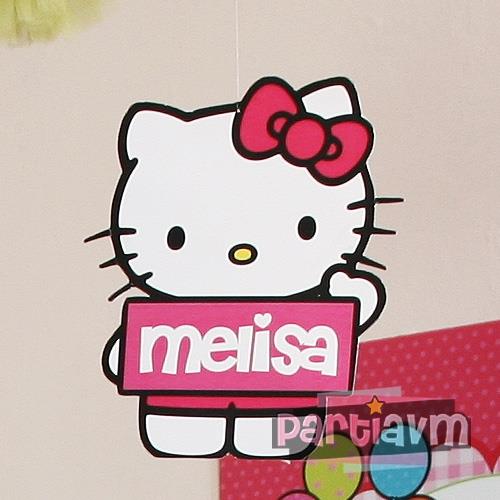 Hello Kitty Doğum Günü Süsleri 20 cm Önlü Arkalı Baskı Kalın Karton Misinalı Asma Süs