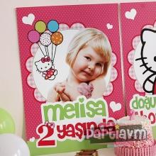 Partiavm Hello Kitty Doğum Günü Süsleri 70x100 cm Katlanmaz Pano Afiş Büyük Boy Resimli