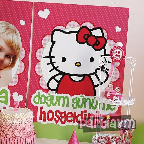 Hello Kitty Doğum Günü Süsleri 70x100 cm Katlanmaz Pano Afiş Büyük Boy Resimsiz