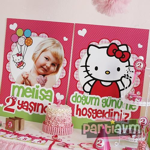 Hello Kitty Doğum Günü Süsleri 70x100 cm Katlanmaz Pano Afiş 2 Adet Fotoğraflı Ekonomik Fiyat