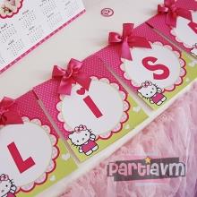 Partiavm Hello Kitty Doğum Günü Süsleri Banner İsim Kurdele Süslemeli