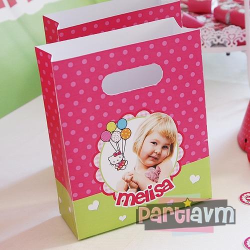 Hello Kitty Doğum Günü Süsleri Hediye Çantası Özel Tasarım 13 X 16 cm 5 Adet