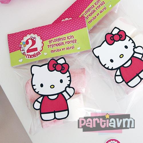 Hello Kitty Doğum Günü Süsleri Hediyelik Poşetinde Marsmallow 5 Adet