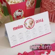 Partiavm Hello Kitty Doğum Günü Süsleri Masaüstü Takvim Özel Tasarım 5 Adet