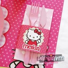 Partiavm Hello Kitty Doğum Günü Süsleri Peçete Bandı ve Peçete 5 Adet