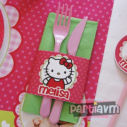 Hello Kitty Doğum Günü Süsleri Peçete Bandı ve Peçete 5 Adet