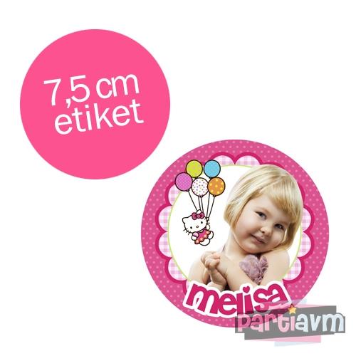 Hello Kitty Doğum Günü Süsleri Yuvarlak Etiket 7,5cm 10 Adet