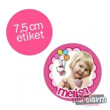 Partiavm Hello Kitty Doğum Günü Süsleri Yuvarlak Etiket 7,5cm 10 Adet