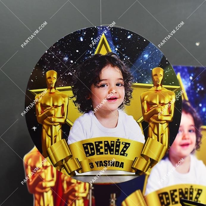 Hollywood - Oscar Doğum Günü 20 cm Önlü Arkalı Baskı Kalın Karton Misinalı Asma Süs