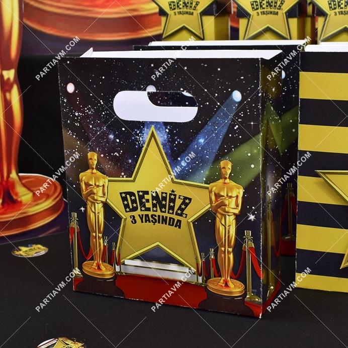 Hollywood - Oscar Doğum Günü Hediye Çantası Özel Tasarım 13 X 16 cm 5 Adet