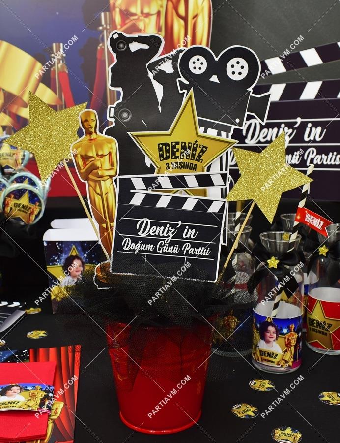 Hollywood - Oscar Doğum Günü Kovada Özel Kesim Çubuk Karton Süsler