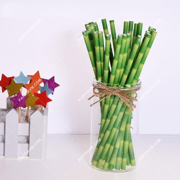 Kağıt Pipet Yeşil Bambu 20cm 25li