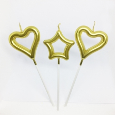 SAMM Kalp ve Yıldız Mum Büyük Boy Gold 3lü Set Model 12 satın al