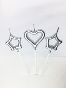 SAMM Kalp ve Yıldız Mum Küçük Boy Gümüş 3lü Set Model 10 satın al