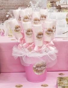Partiavm Kar Tanesi Doğum Günü Marshmallow Kovada 10 Adet Etiketli Süslü Çubuklarda