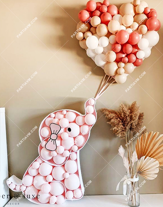 Karakter Temalı Dev Balon Standı Model21 Yavru Pembe Fil Temalı 120cm